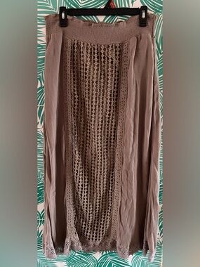 Chico’s Talpa taupe crochet lace cotton maxi skirt sz 1x